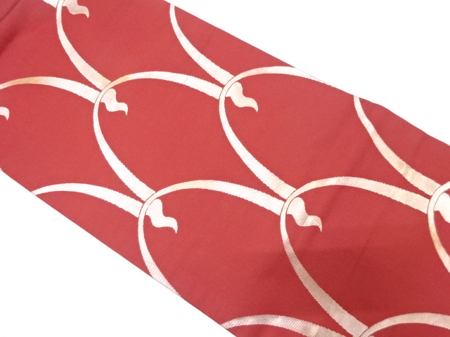 変わり青海波模様織り出し　名古屋帯